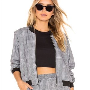 Bobi BLACK Plaid Bomber Ivory & Black Revolve